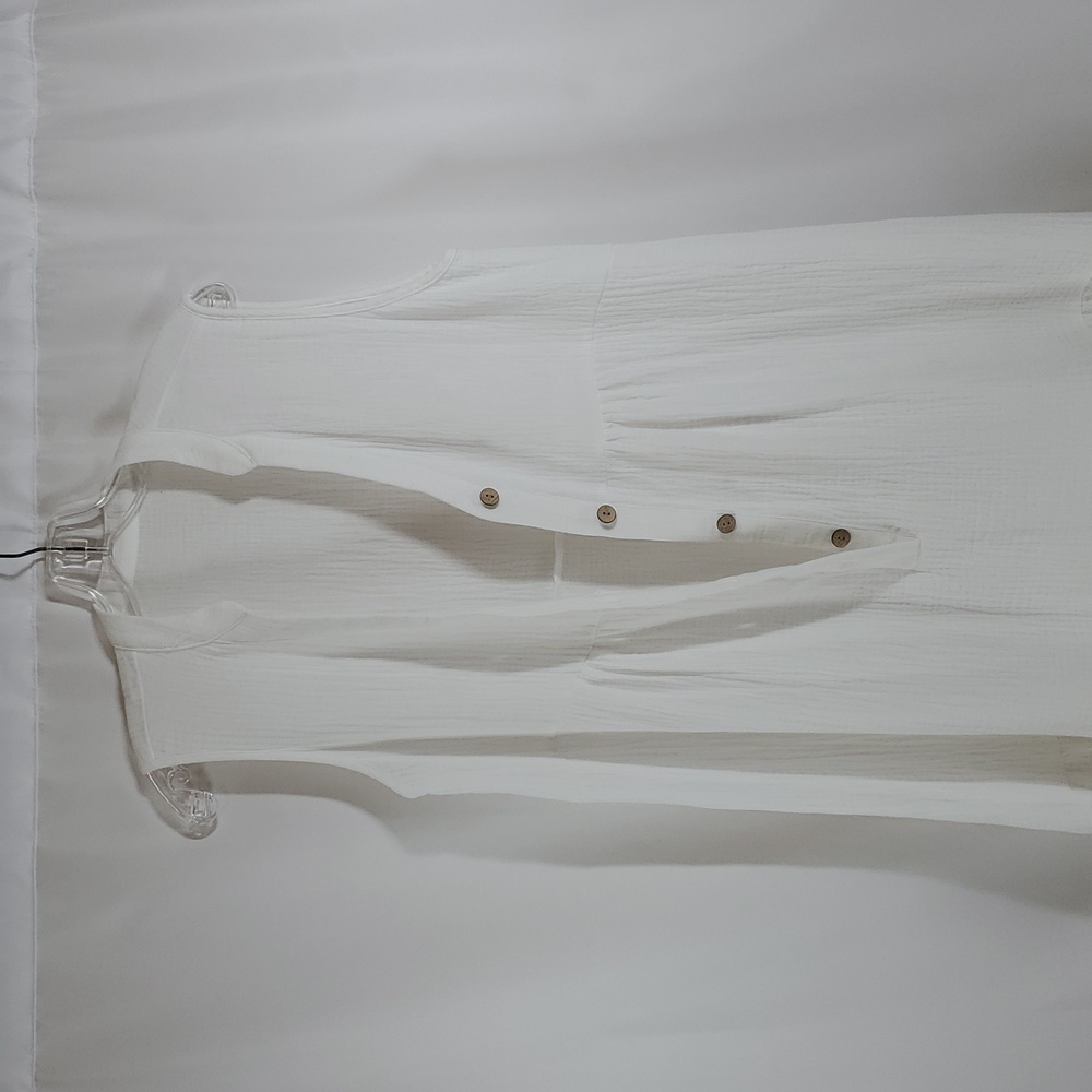 Cupshe Woman's Swimsuit Ruffle Hem Mini Cover Up Beach Dress ~ White - Picture 15 of 16
